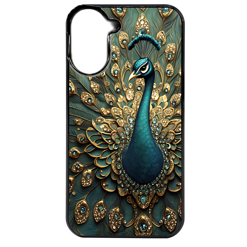 Coque noire taperso pour POCO C71 4G avec motif paon bijoux protection antichoc personnalisée