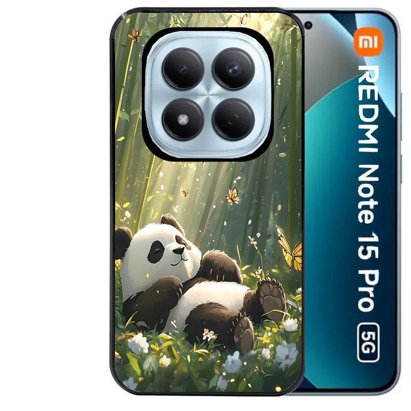 Coque noire taperso pour Redmi Note 15 et PRO PLUS 4G 5G avec motif panda bambou protection antichoc personnalisée