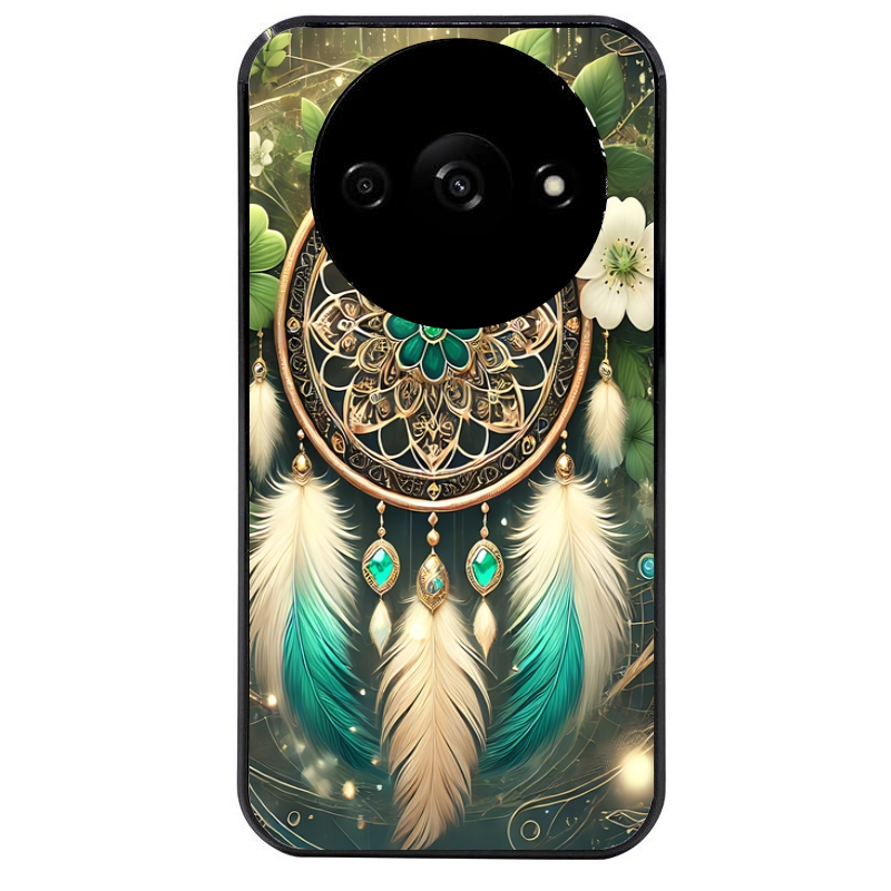 Coque noire taperso pour Redmi A3 avec motif dreamcatcher talisman protection antichoc personnalisée