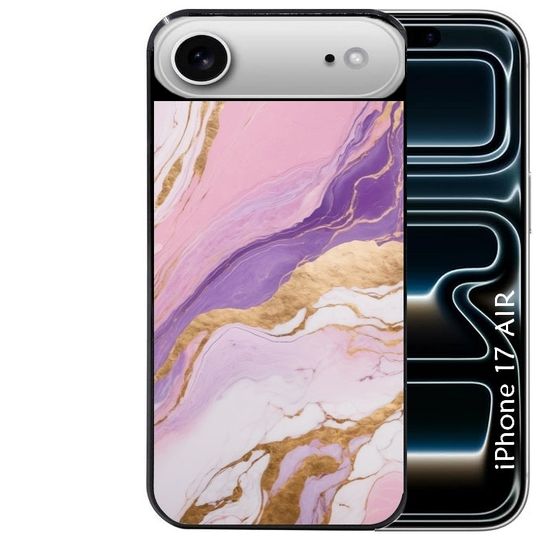 Coque noire taperso pour Iphone 17 17E AIR MAX PRO avec motif marbre violet protection antichoc personnalisée