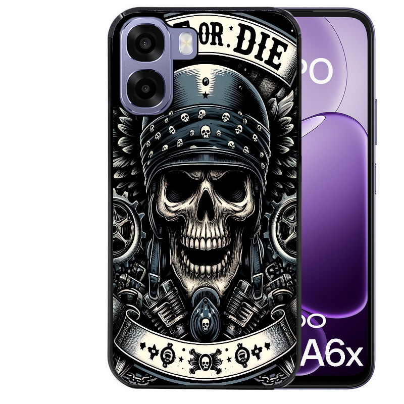 Coque noire taperso pour OPPO A6 A6X 4G et 5G avec motif mort motard protection antichoc personnalisée