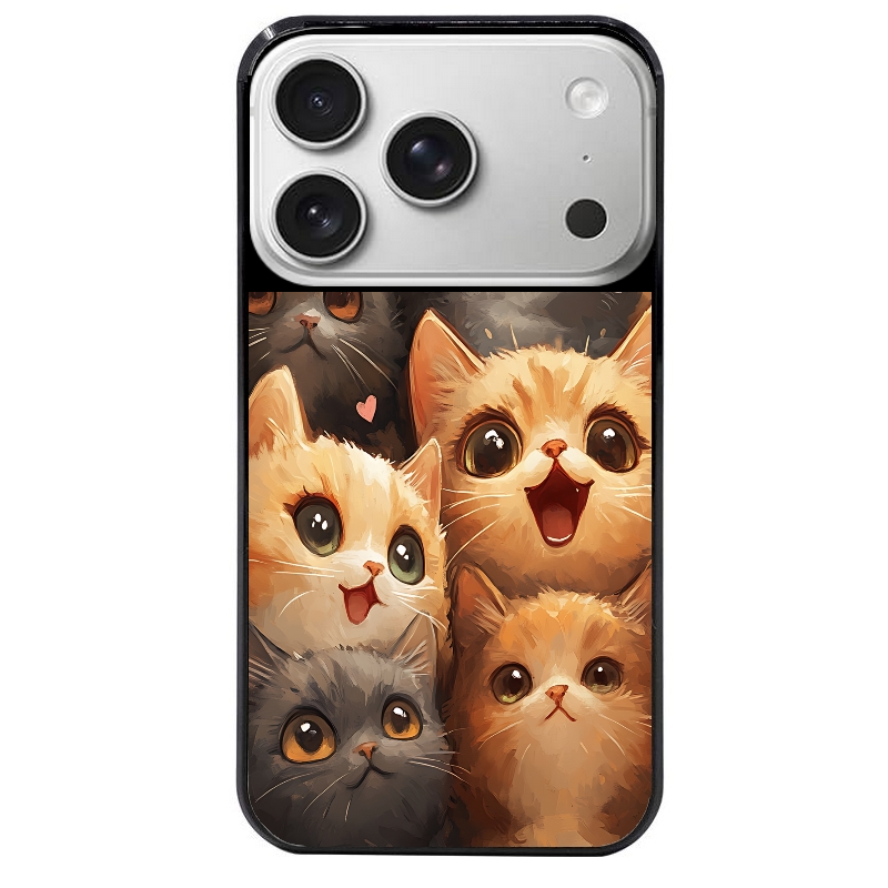 Coque noire taperso pour Iphone 17 17E AIR MAX PRO avec motif chat smile protection antichoc personnalisée