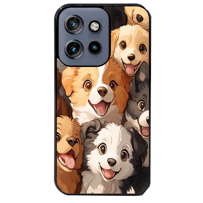 Coque noire taperso pour Moto Edge 60 et Neo Fusion Pro avec motif chien smile protection antichoc personnalisée