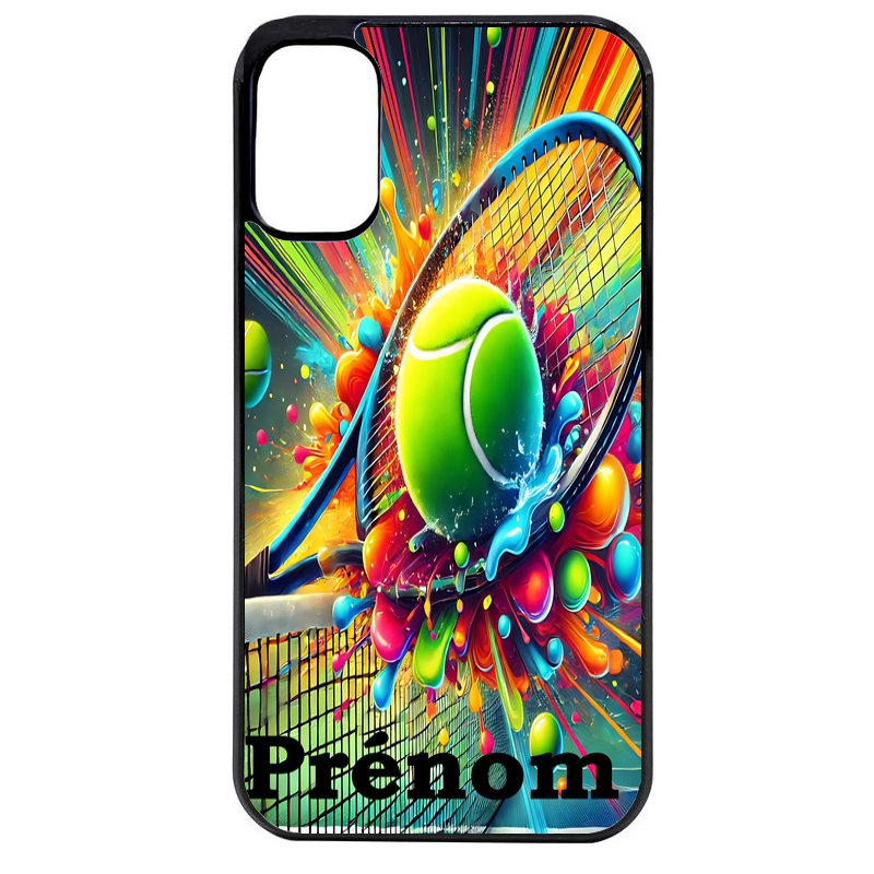 Coque noire taperso pour Moto E13 E14 E15 avec motif tennis color personnalisee protection antichoc personnalisée