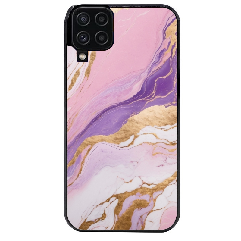 Coque noire taperso pour galaxy A22 A32 A52 A52S 4G 5G  avec motif marbre violet protection antichoc personnalisée