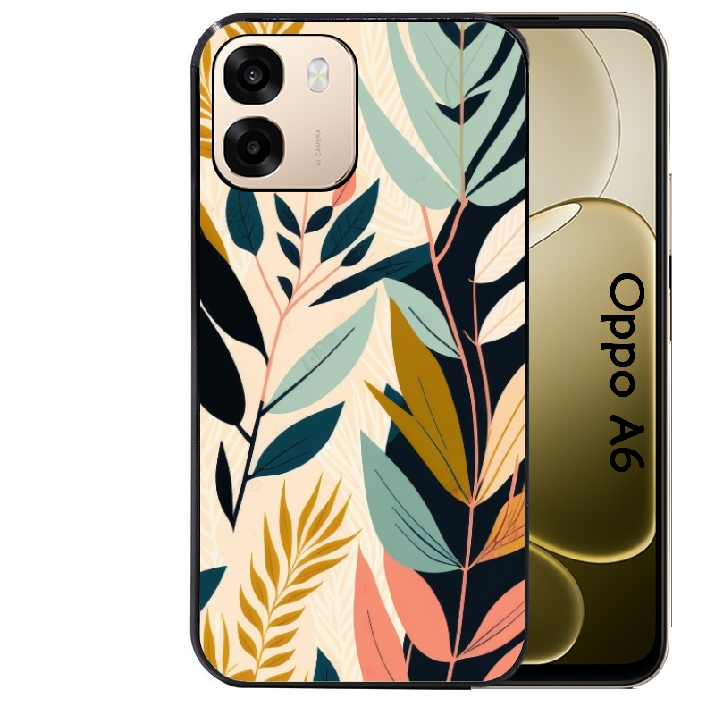 Coque noire taperso pour OPPO A6 A6X 4G et 5G avec motif vintage et fleur protection antichoc personnalisée