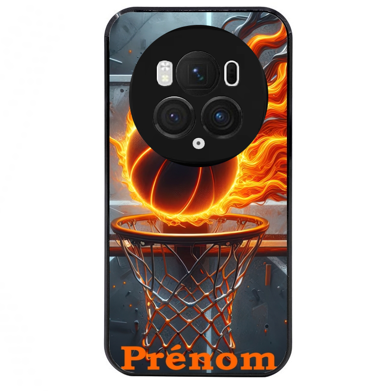 Coque noire taperso pour Magic 5 6 LITE et PRO avec motif basket flamme personnalisee protection antichoc personnalisée