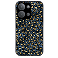 Coque noire taperso pour POCO C85 avec motif leopard bleu protection antichoc personnalisée