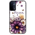 Coque noire taperso pour OPPO A54 et A74 5G avec motif fleur violette personnalisee protection antichoc personnalisée
