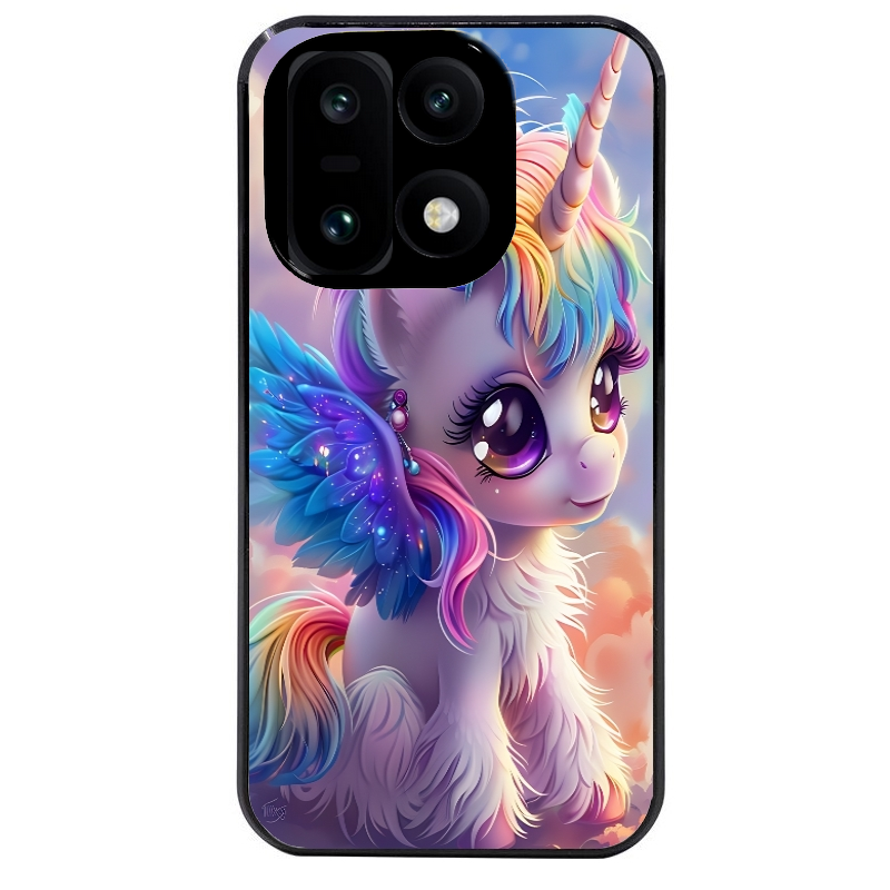 Coque noire taperso pour OnePlus 15 avec motif licorne style anime protection antichoc personnalisée