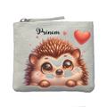 Porte monnaie personnalisé herisson coeur ivoire en feutrine en feutrine ivoire