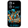 Coque noire taperso pour POCO C85 avec motif skate board protection antichoc personnalisée