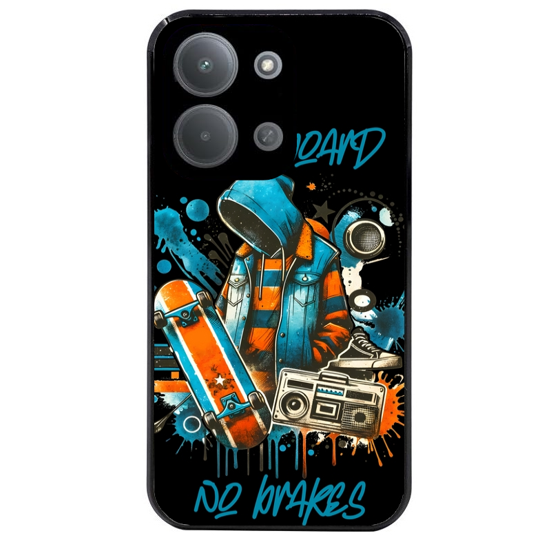 Coque noire taperso pour POCO C85 avec motif skate board protection antichoc personnalisée