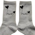 Chaussettes paillettes argent motif mamie coeur