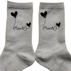 Chaussettes paillettes argent motif mamie coeur