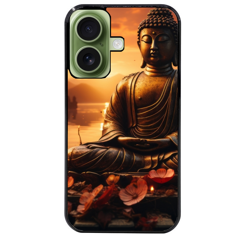 Coque noire taperso pour Iphone 17 17E AIR MAX PRO avec motif bouddha et soleil protection antichoc personnalisée