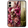 Coque noire taperso pour OPPO A6 A6X 4G et 5G avec motif tete de mort skull plume protection antichoc personnalisée