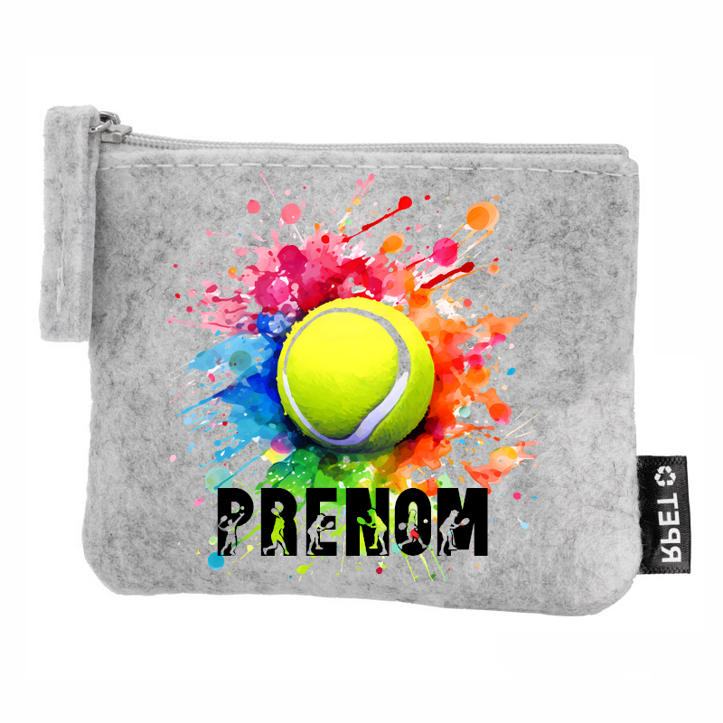 Porte monnaie personnalisé raquette de tennis en feutrine en feutrine