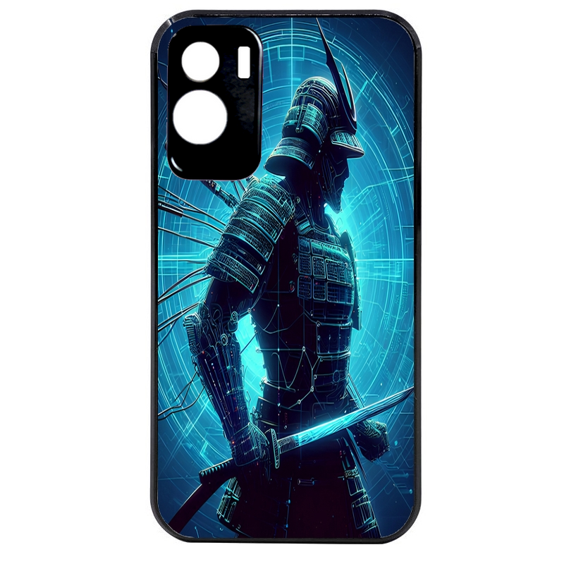 Coque noire taperso pour Honor 70 LITE 90 et LITE avec motif samourai bleu protection antichoc personnalisée