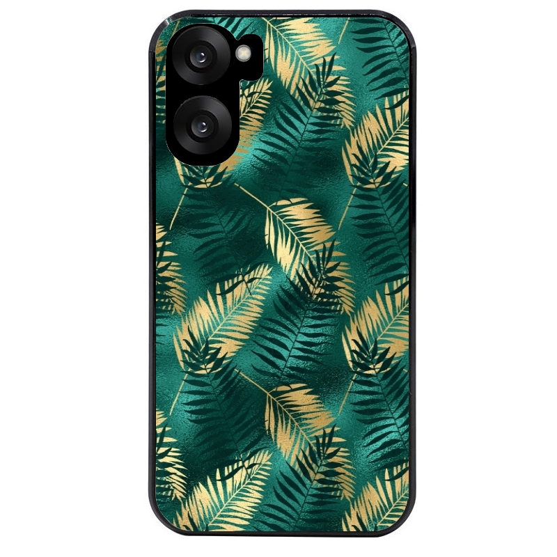 Coque noire taperso pour OnePlus Nord CE5 avec motif palmier vert protection antichoc personnalisée
