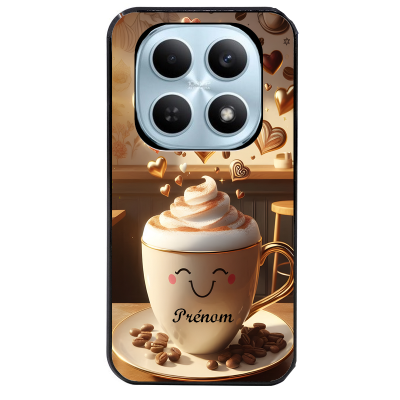 Coque noire taperso pour POCO M8 5G et PRO 5G avec motif cafe love morning personnalise protection antichoc personnalisée