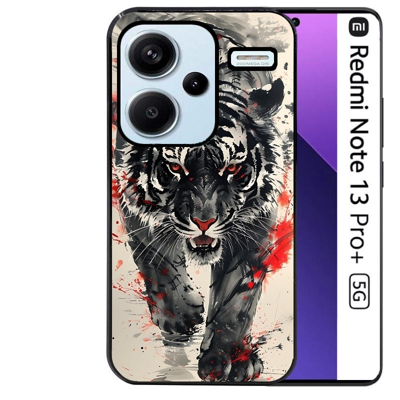 Coque noire taperso pour Redmi Note 13 PRO PLUS 5G avec motif tigre japan protection antichoc personnalisée