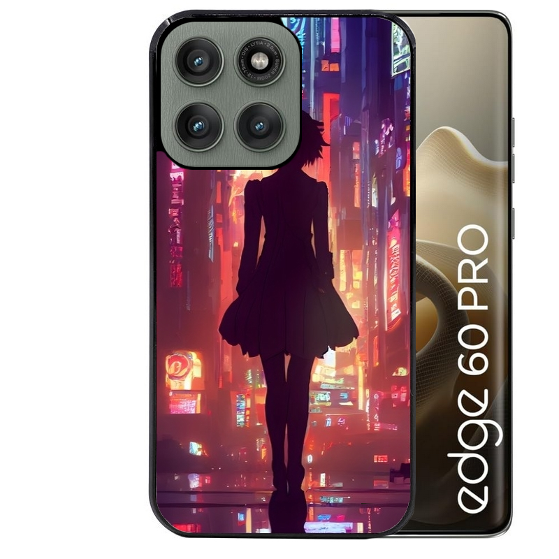 Coque noire taperso pour Moto Edge 60 et Neo Fusion Pro avec motif new york anime protection antichoc personnalisée