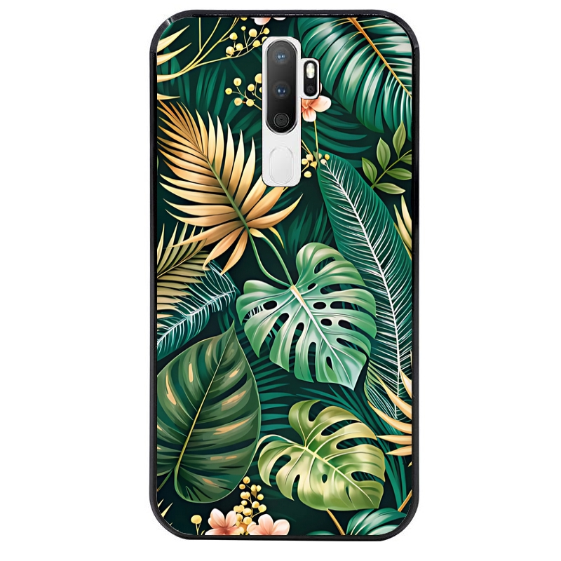 Coque noire taperso pour OPPO A5 A9 2020 avec motif jungle dore protection antichoc personnalisée