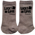 Chaussettes personnalisées paillettes bronze motif love lucky