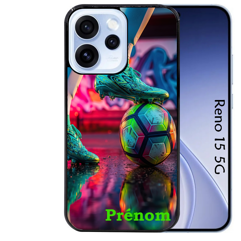 Coque noire taperso pour OPPO Reno 15 et F FS 5G avec motif foot controle personnalisee protection antichoc personnalisée
