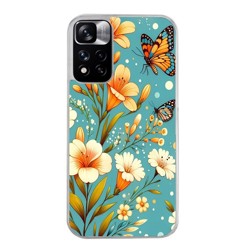 Coque taperso pour Redmi Note 11 4G PRO 5G 11S avec motif fleur orange protection antichoc personnalisée
