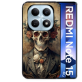 Coque noire taperso pour Redmi Note 15 et PRO PLUS 4G 5G avec motif tete de mort chapeau protection antichoc personnalisée