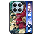 Coque noire taperso pour Redmi Note 15 et PRO PLUS 4G 5G avec motif fleur poinsettia style noel protection antichoc personnalisée
