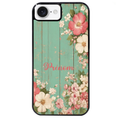 Coque noire taperso pour Iphone 17 17E AIR MAX PRO avec motif bois et fleur avec votre prenom protection antichoc personnalisée