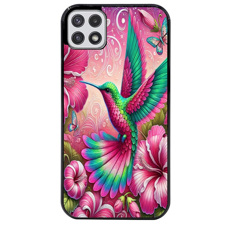 Coque noire taperso pour galaxy A22 A32 A52 A52S 4G 5G  avec motif colibri et fleurs protection antichoc personnalisée