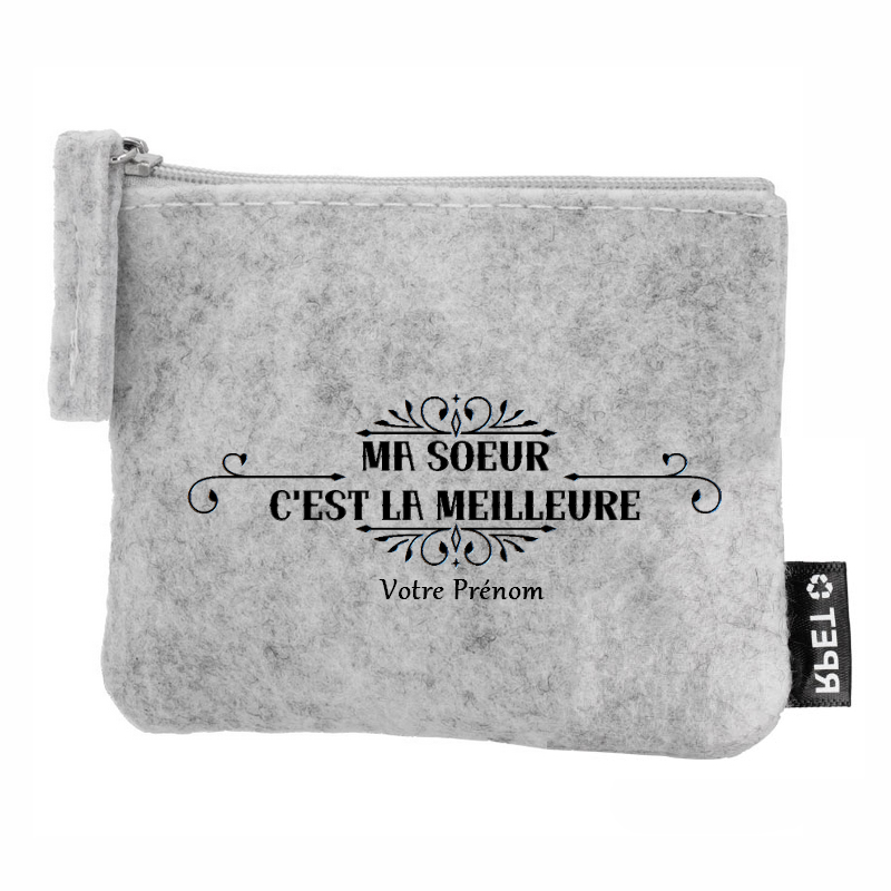 Porte monnaie personnalisé meilleure soeur en feutrine en feutrine