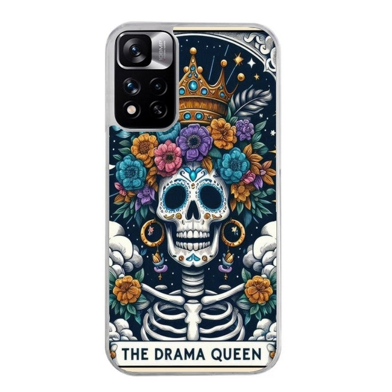 Coque taperso pour Redmi Note 11 4G PRO 5G 11S avec motif tete de mort drama queen protection antichoc personnalisée