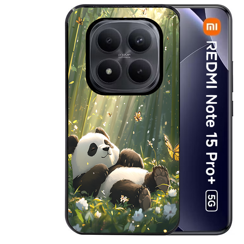 Coque noire taperso pour Redmi Note 15 et PRO PLUS 4G 5G avec motif panda bambou protection antichoc personnalisée