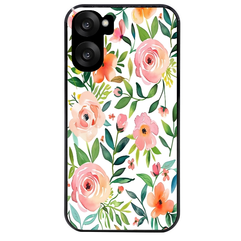 Coque noire taperso pour OnePlus Nord CE5 avec motif fleur des champs protection antichoc personnalisée