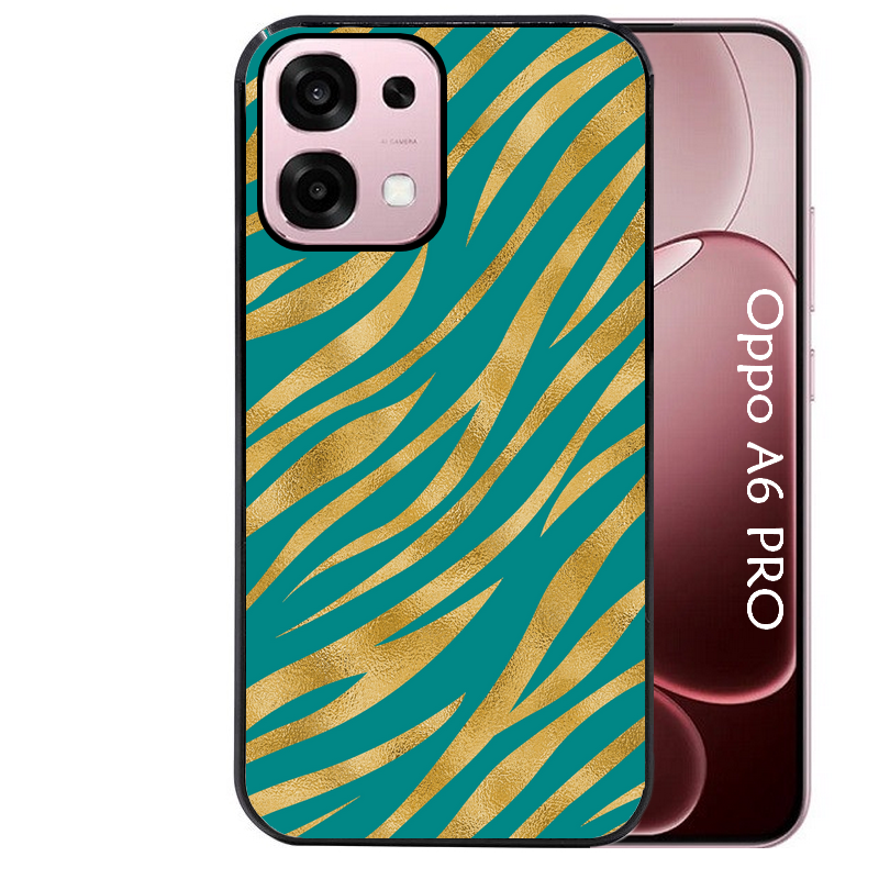 Coque noire taperso pour OPPO A6 PRO 4G et 5G avec motif zebre vert protection antichoc personnalisée