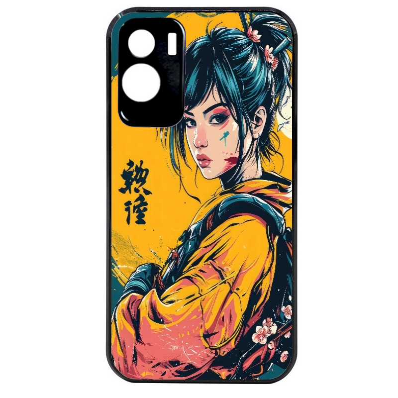 Coque noire taperso pour Honor 70 LITE 90 et LITE avec motif samourai girl anime protection antichoc personnalisée