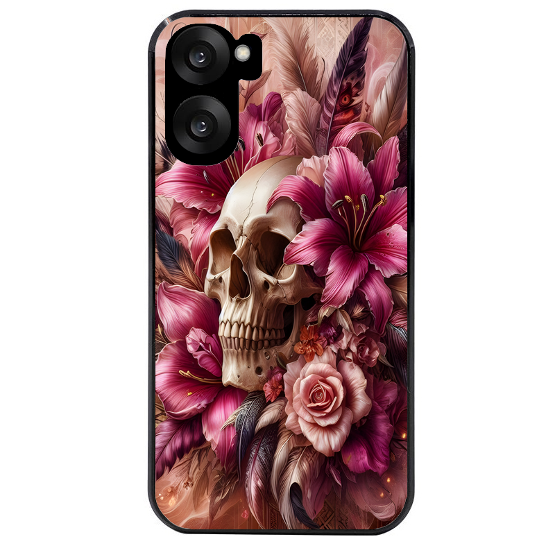 Coque noire taperso pour OnePlus Nord CE5 avec motif tete de mort skull plume protection antichoc personnalisée