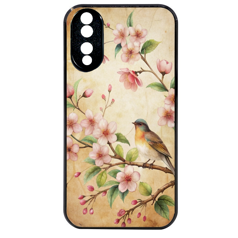Coque noire taperso pour Honor 70 LITE 90 et LITE avec motif fleur et colibri protection antichoc personnalisée