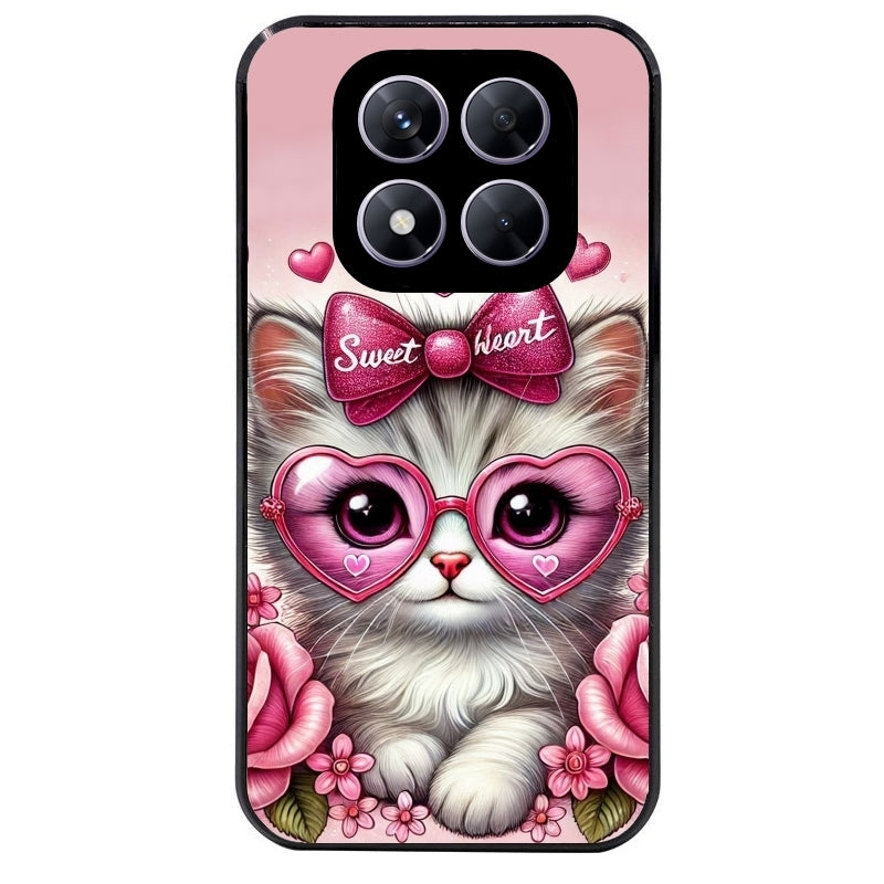 Coque noire taperso pour Redmi Note 14 et PRO PLUS 4G 5G avec motif chat lunettes protection antichoc personnalisée