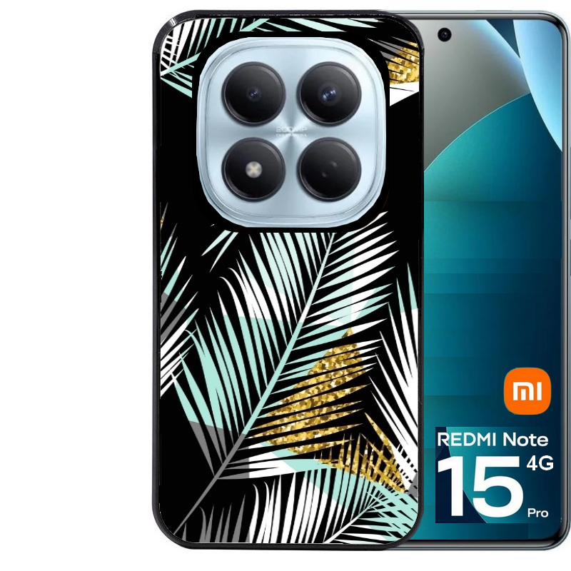 Coque noire taperso pour Redmi Note 15 et PRO PLUS 4G 5G avec motif palmier noir protection antichoc personnalisée