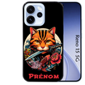 Coque noire taperso pour OPPO Reno 15 et F FS 5G avec motif chat carpe koii japan personnalise protection antichoc personnalisée