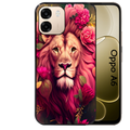 Coque noire taperso pour OPPO A6 A6X 4G et 5G avec motif lion et fleurs rose protection antichoc personnalisée