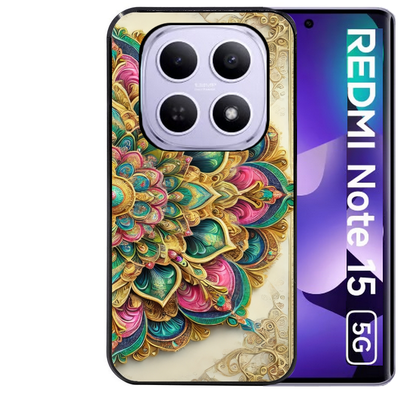 Coque noire taperso pour Redmi Note 15 et PRO PLUS 4G 5G avec motif mandala 3 protection antichoc personnalisée