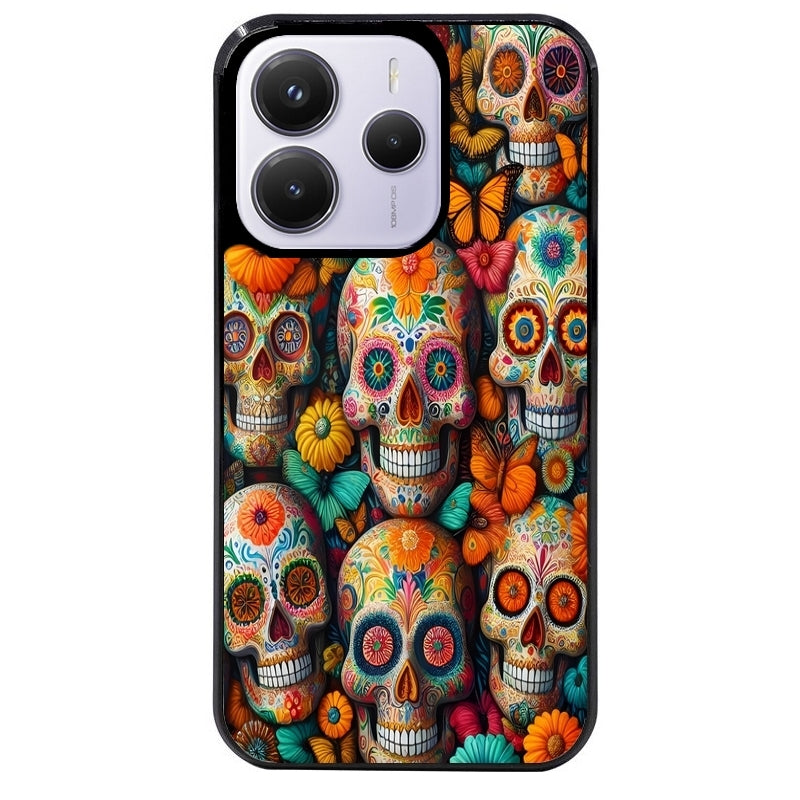 Coque noire taperso pour Redmi Note 14 et PRO PLUS 4G 5G avec motif mort mexicaine papillon protection antichoc personnalisée
