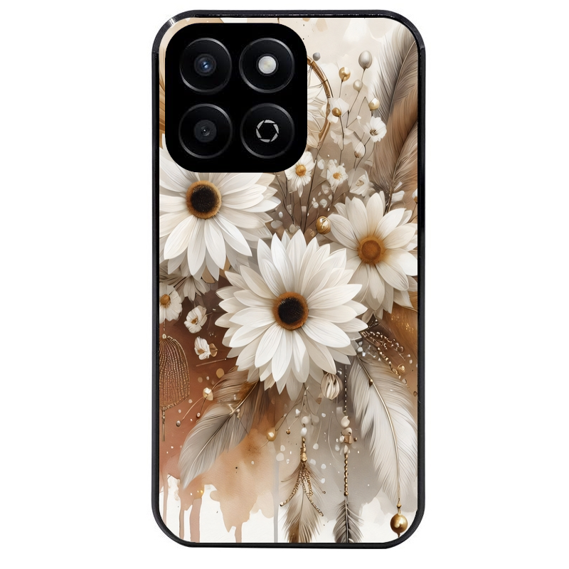 Coque noire taperso pour Honor 70 LITE 90 et LITE avec motif dreamcatcher marguerite protection antichoc personnalisée